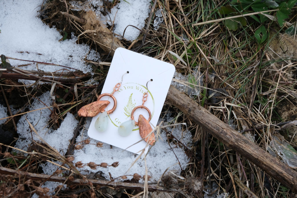 Electroplated Cicada Wings with Merlinite Earrings