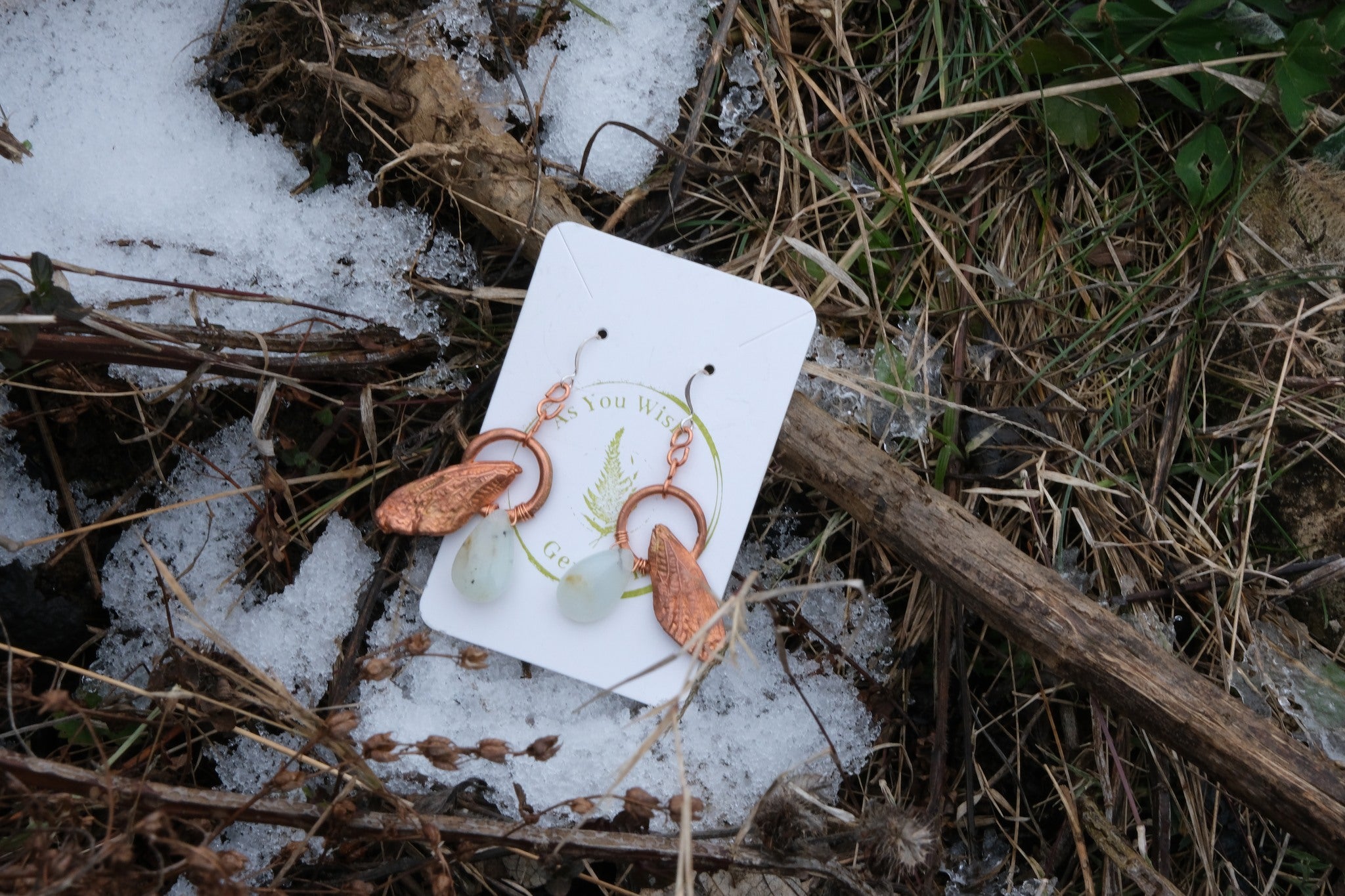 Electroplated Cicada Wings with Merlinite Earrings