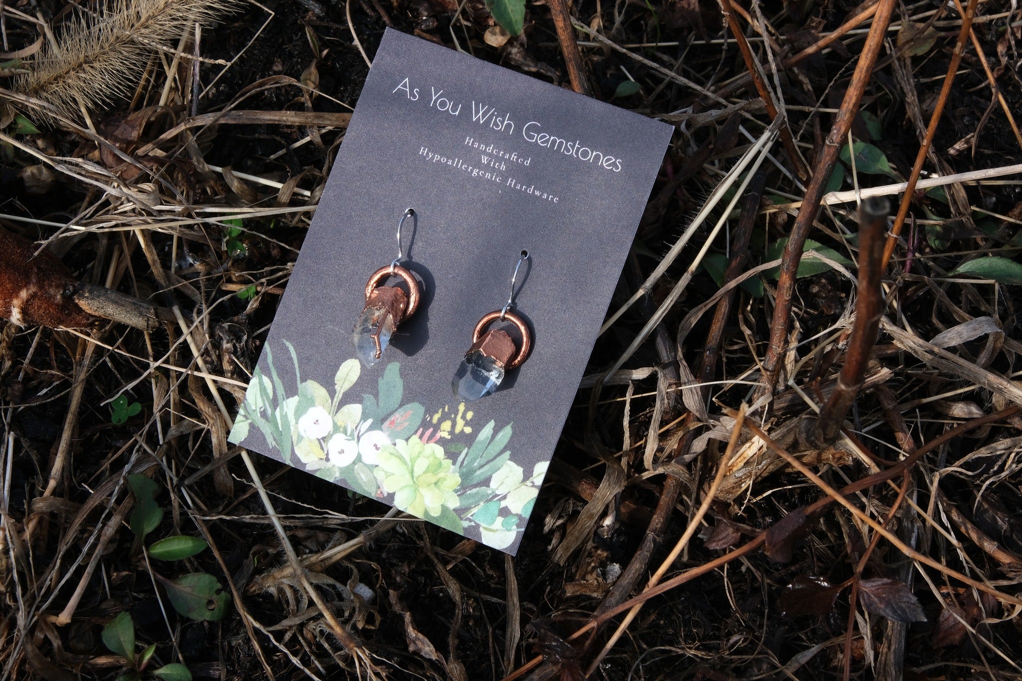 Electroplated Arkansas Quartz Earrings