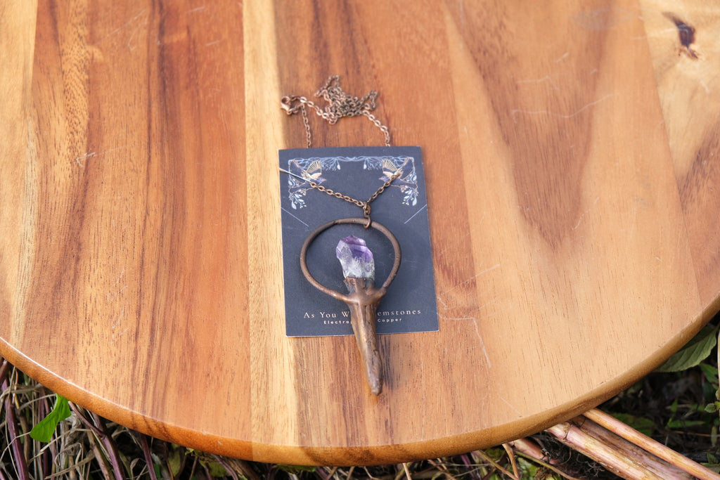 Electroplated Amythest Crystal Necklace