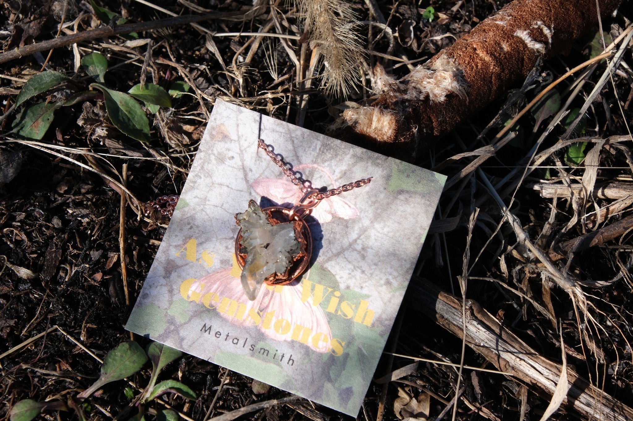 Electroplated Arkansa Quartz Necklace