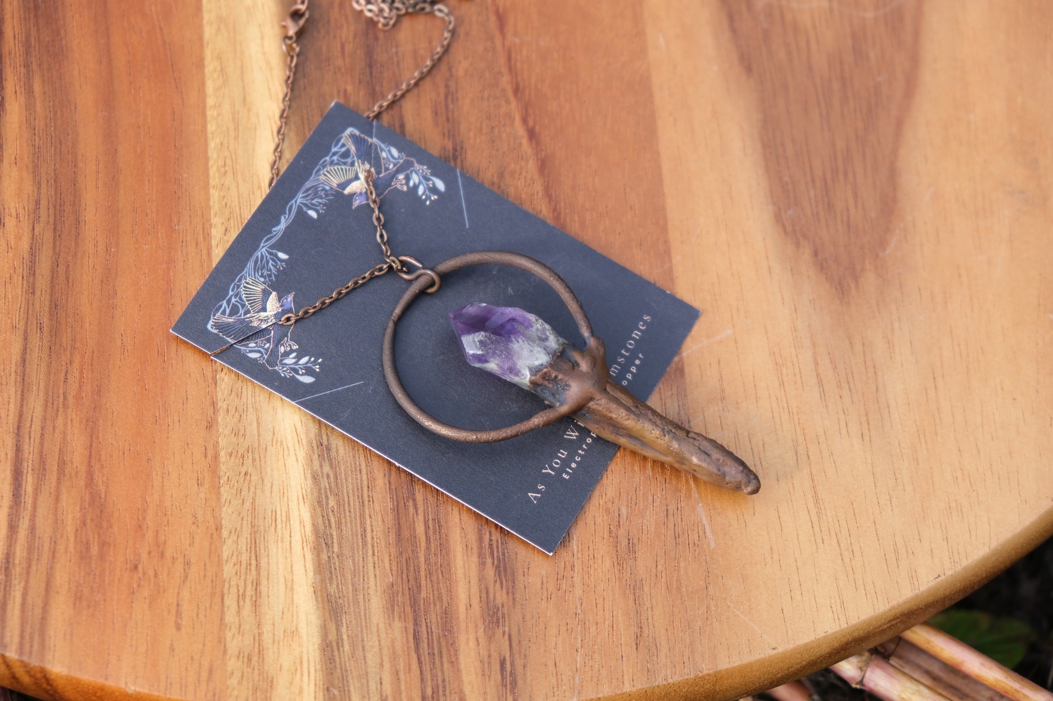 Electroplated Amythest Crystal Necklace