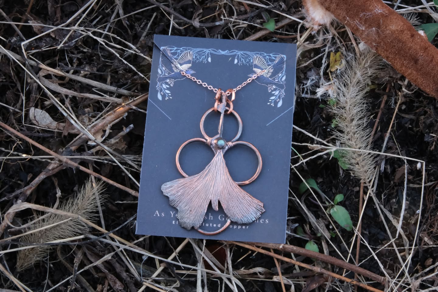 Electroplated Gingko Leaf with Labradorite Necklace