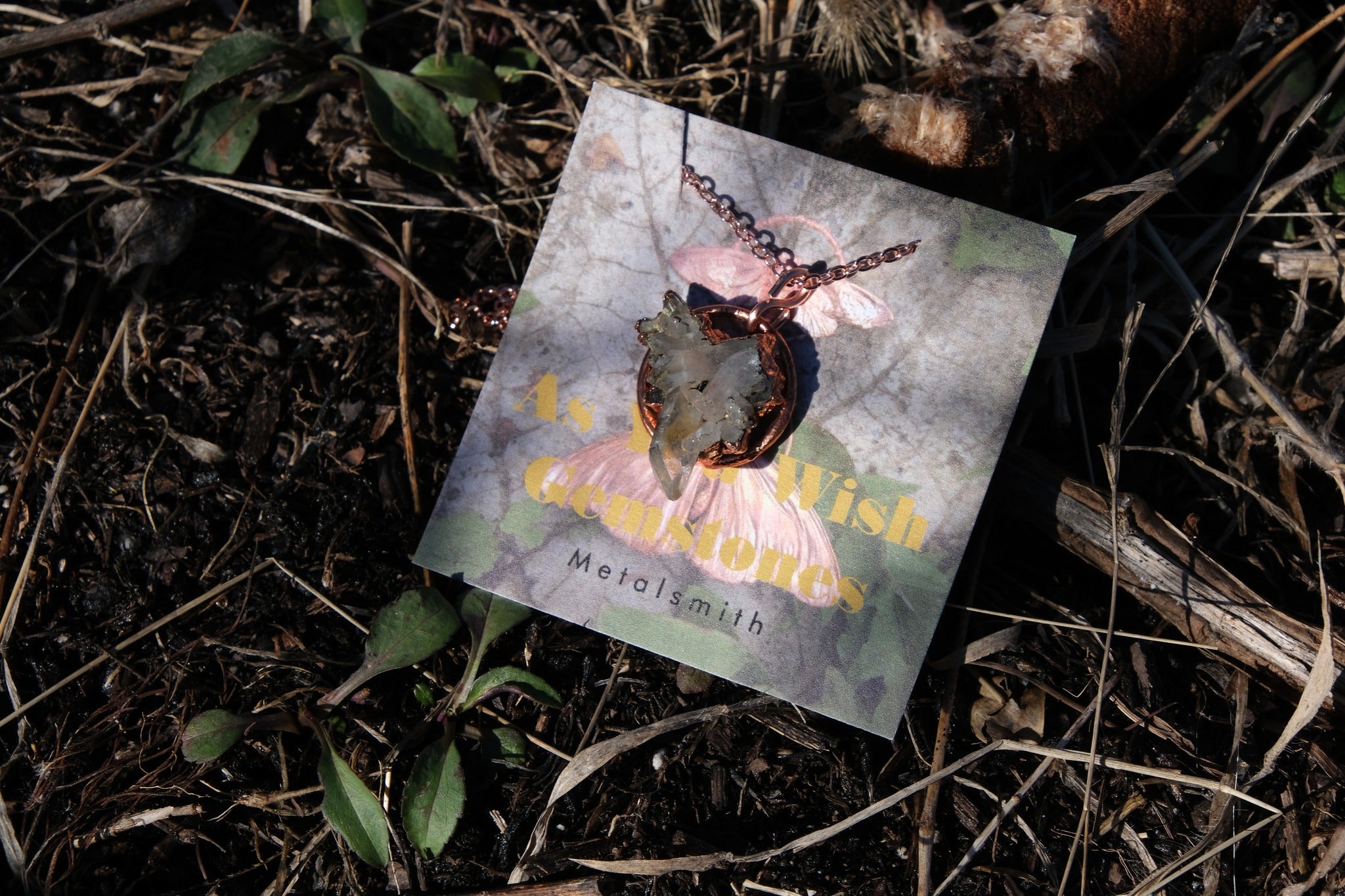 Electroplated Arkansa Quartz Necklace