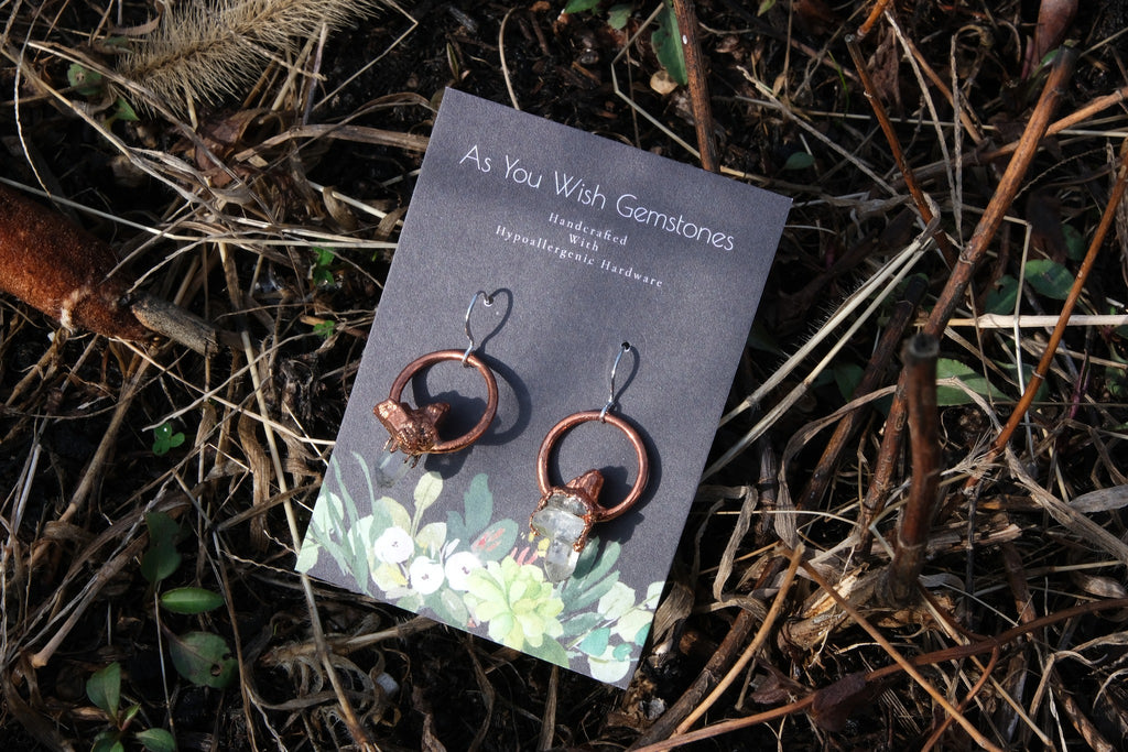 Electroplated Arkansa Quartz Earrings