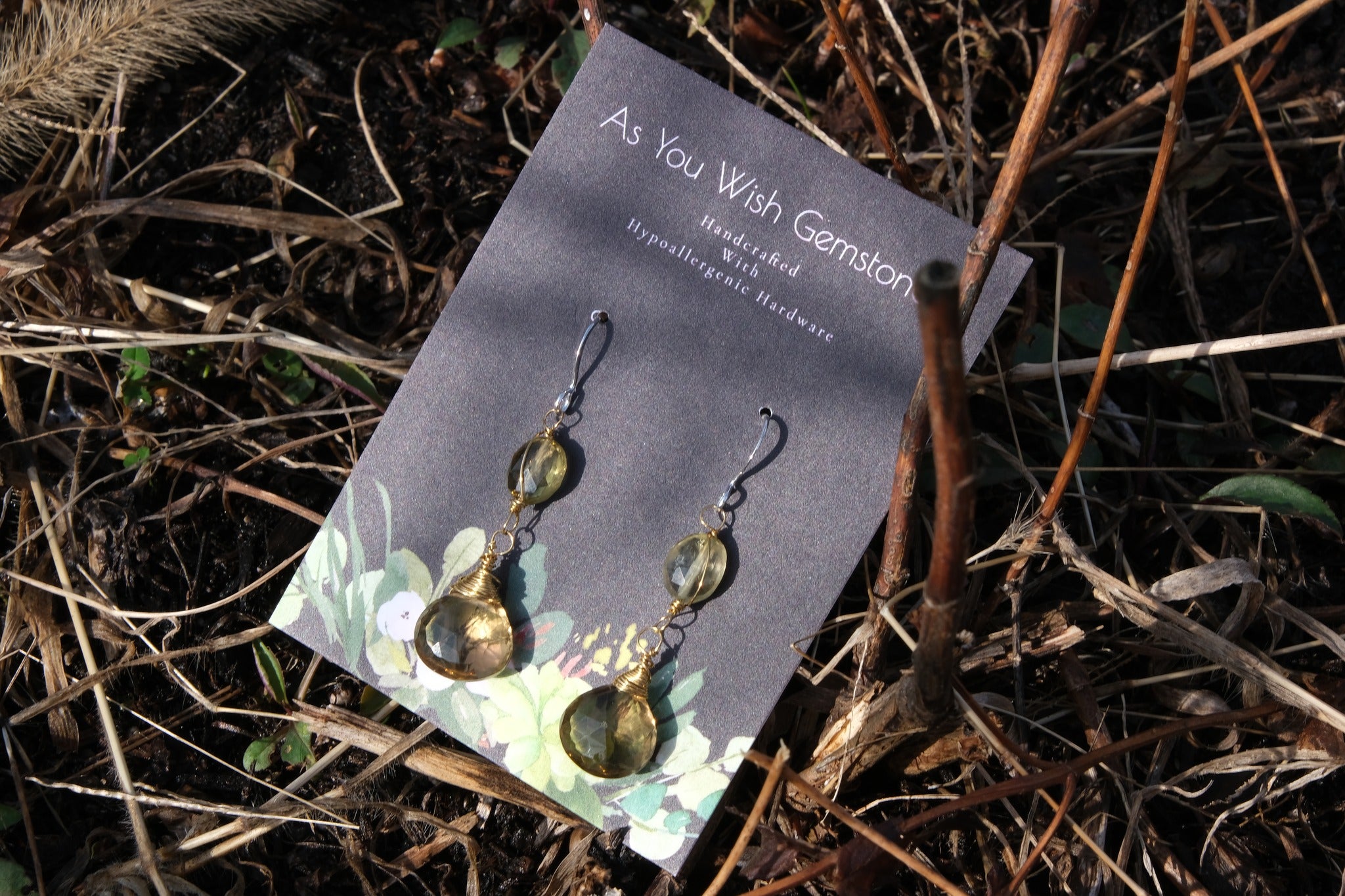 14k Lemon Smokey Quartz Earrings