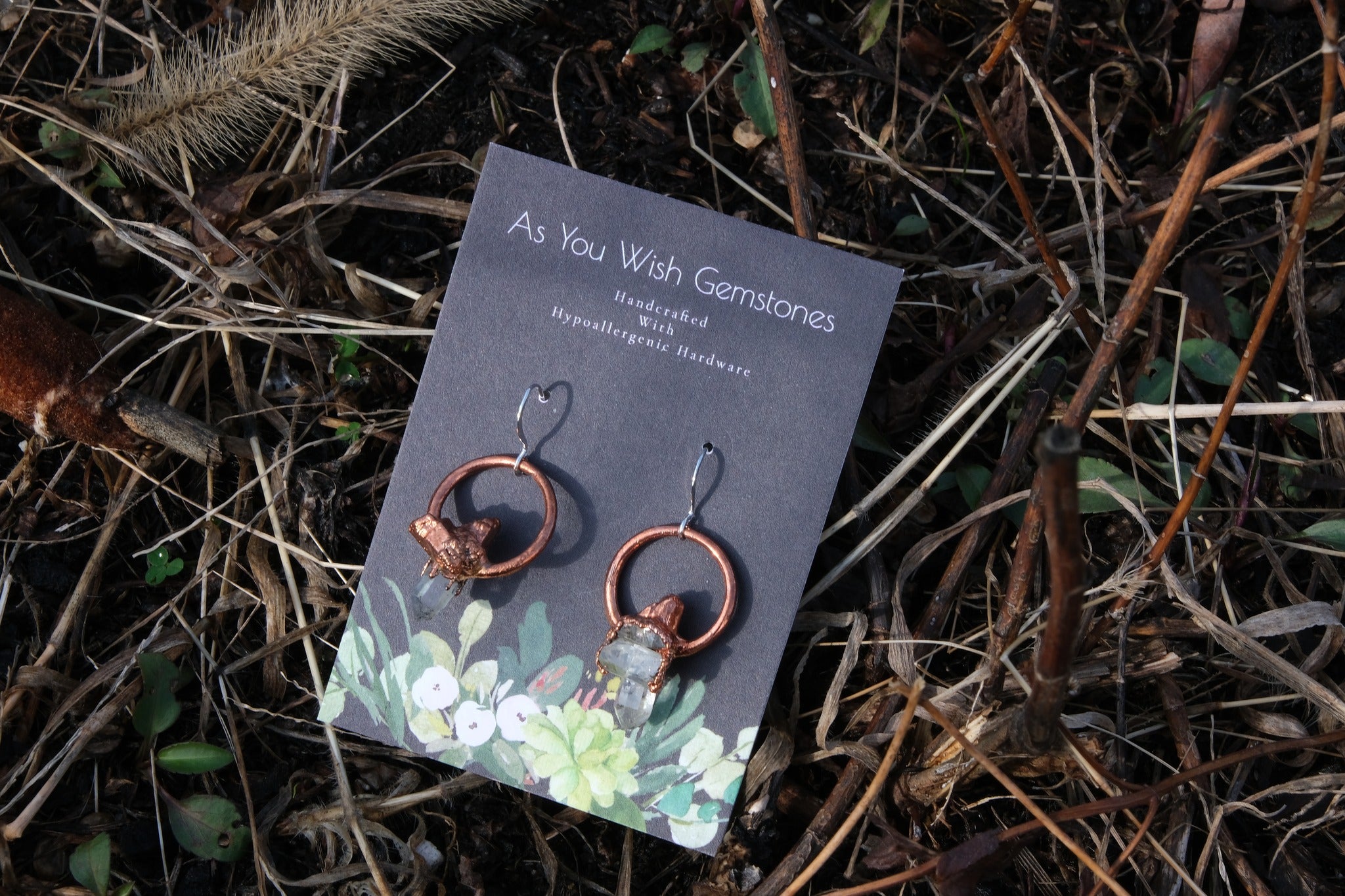 Electroplated Arkansa Quartz Earrings