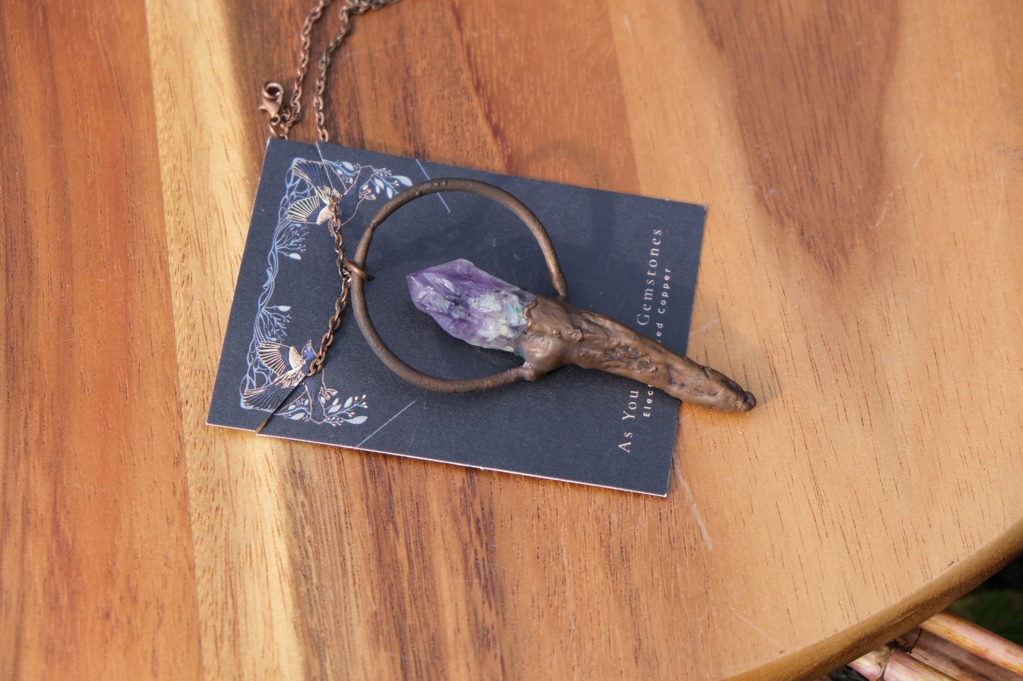 Electroplated Amythest Crystal Necklace