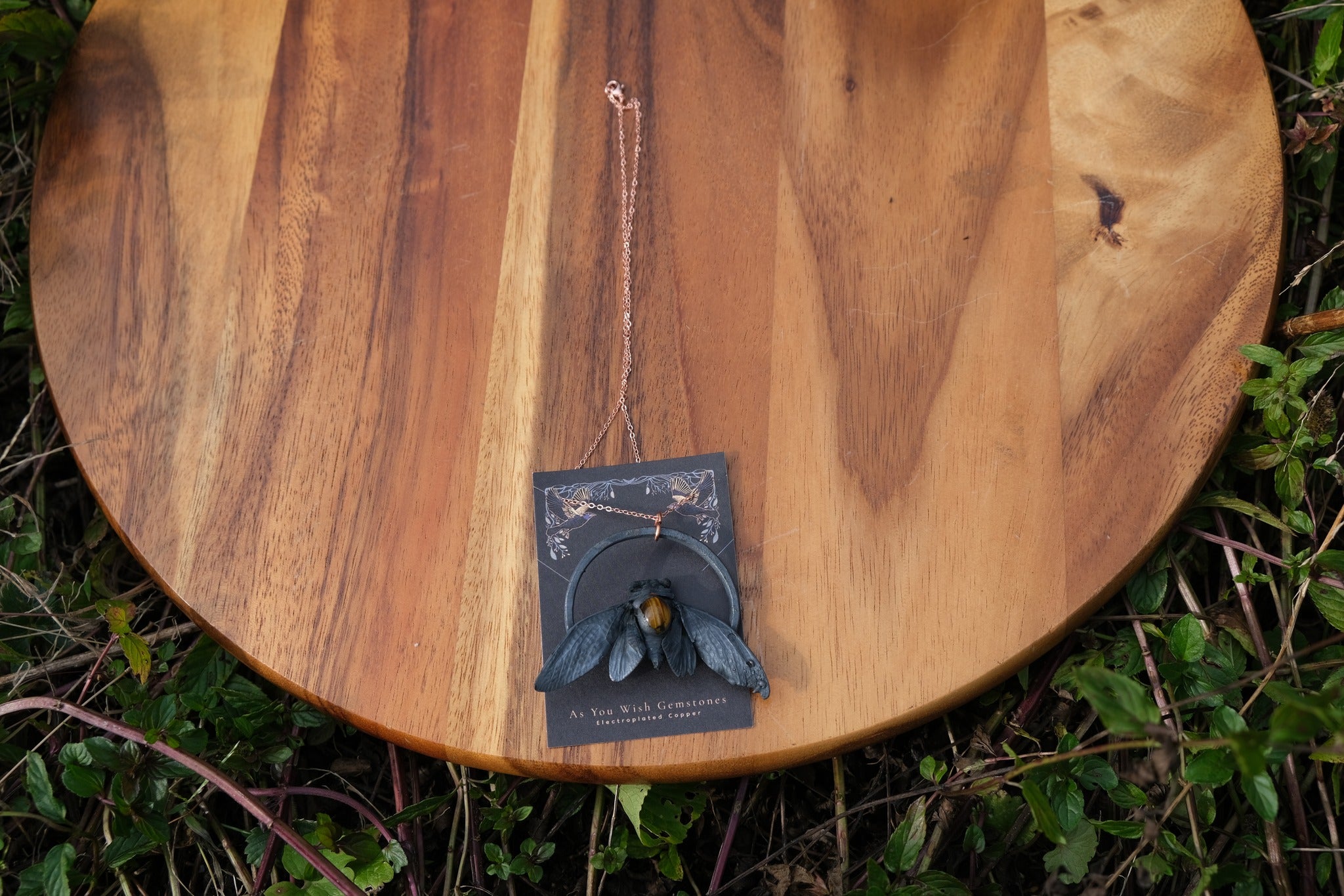 Electroplated Cicada with Tigers Eye Necklace