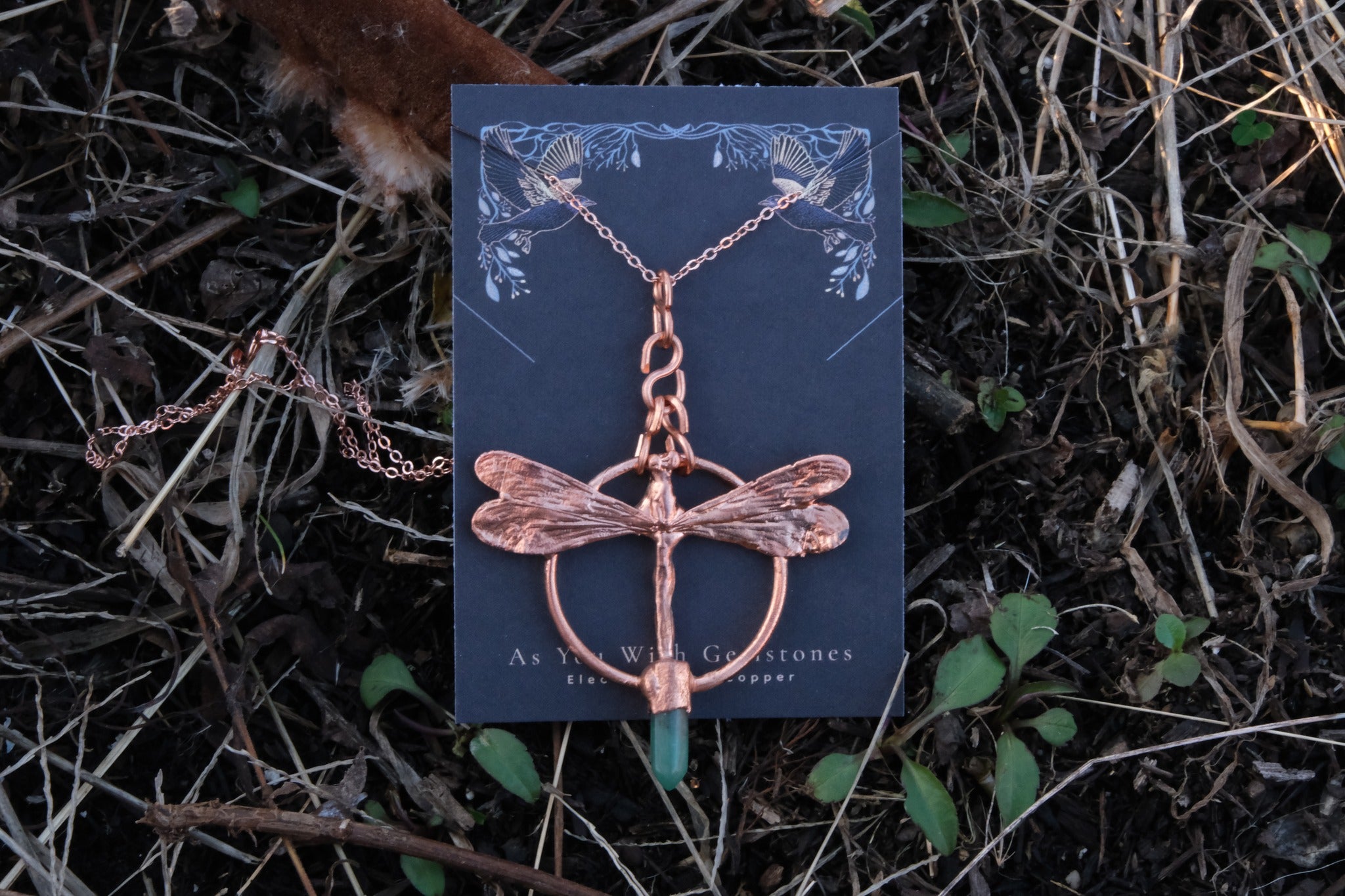 Electroplated Dragonfly with Aventurine Necklace