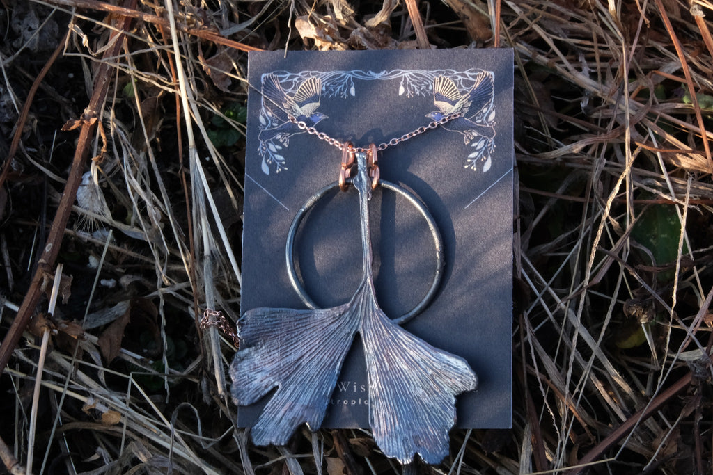 Electroplated Ginkgo Leaf Necklace