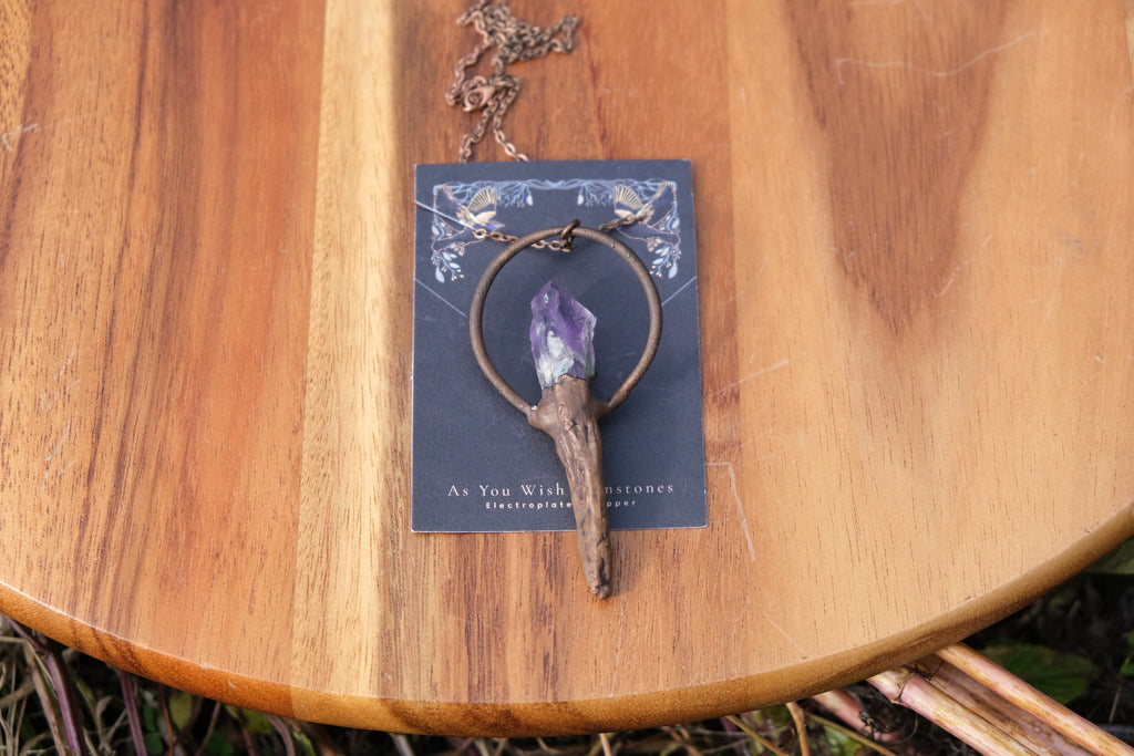 Electroplated Amythest Crystal Necklace