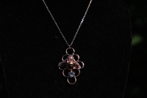 Electroplated Bumblebee & Moissanite Necklace