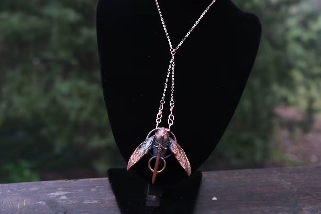Electroplated Cicada Necklace