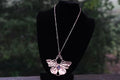 Electroplated Butterfly with Pink Cats Eyes Necklace