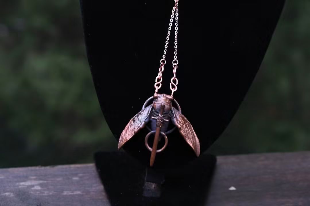 Electroplated Cicada Necklace